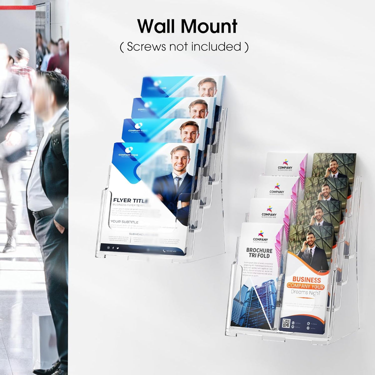 4 Tier Brochure Holder, 8.5 x 11, Removable Divider, 1 Pack