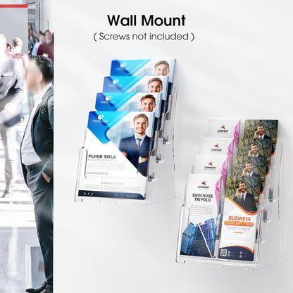 4 Tier Brochure Holder, 8.5 x 11, Removable Divider, 1 Pack