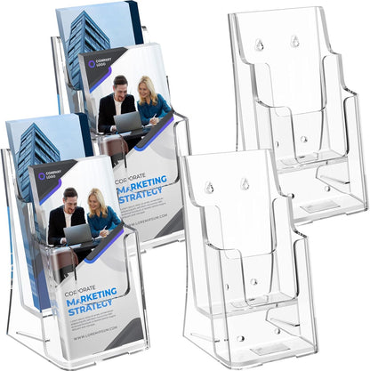 4 Tier Brochure Holder, 8.5 x 11, Removable Divider, 1 Pack