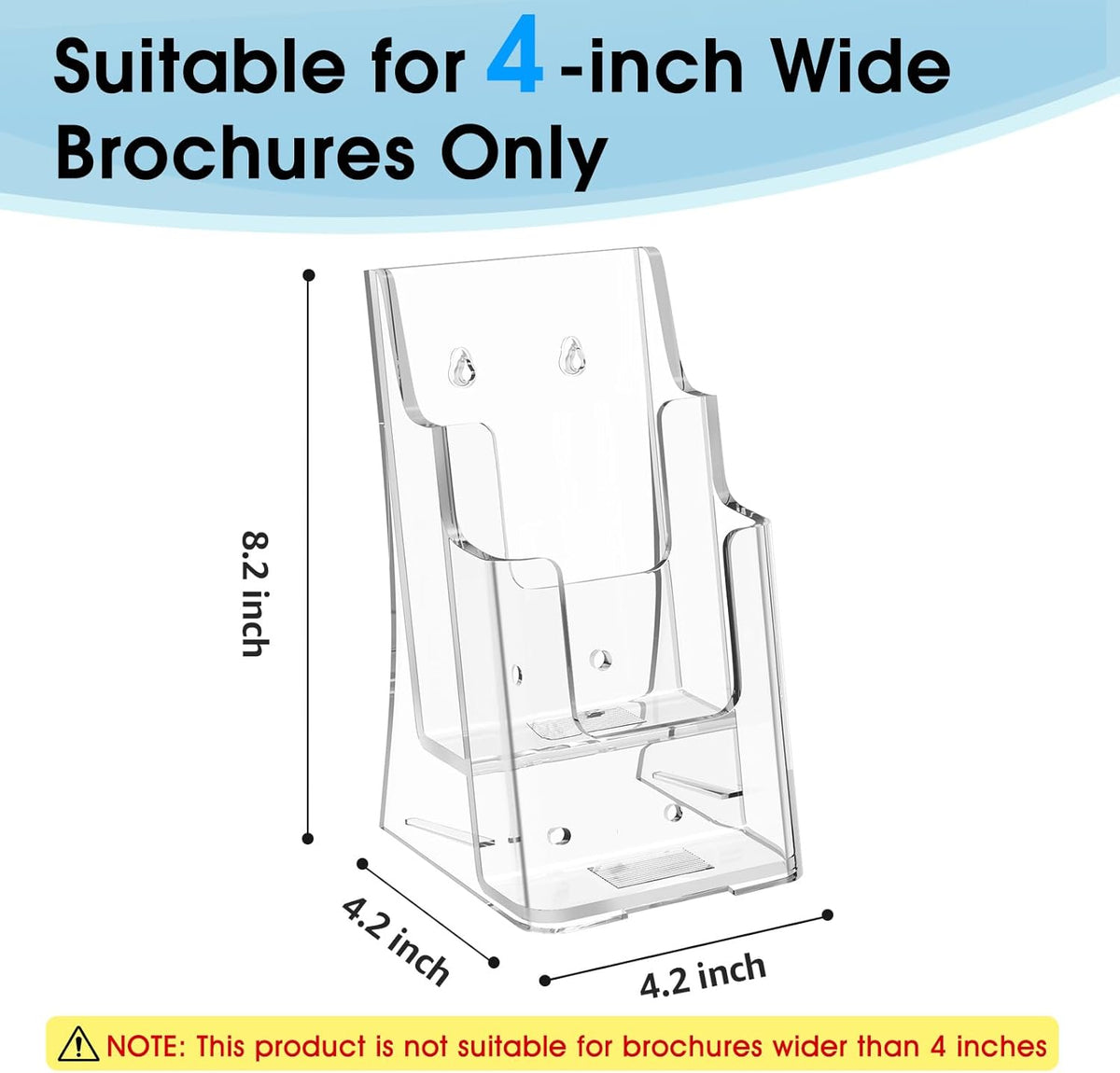 4 Tier Brochure Holder, 8.5 x 11, Removable Divider, 1 Pack
