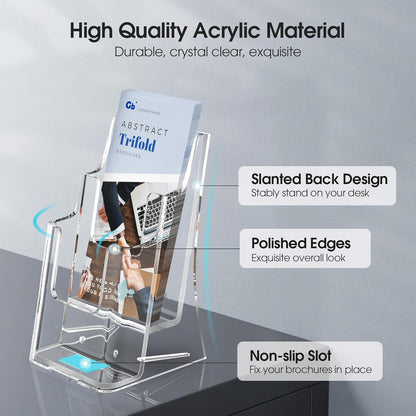 4 Tier Brochure Holder, 8.5 x 11, Removable Divider, 1 Pack
