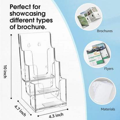 4 Tier Brochure Holder, 8.5 x 11, Removable Divider, 1 Pack