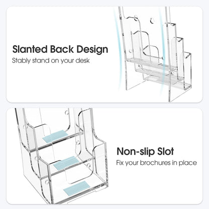 4 Tier Brochure Holder, 8.5 x 11, Removable Divider, 1 Pack