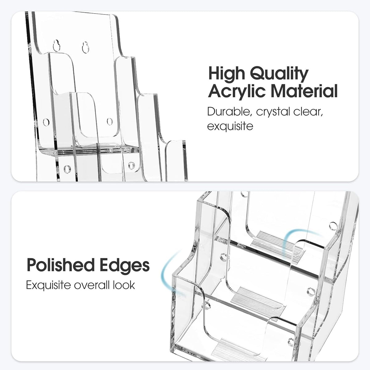 4 Tier Brochure Holder, 8.5 x 11, Removable Divider, 1 Pack