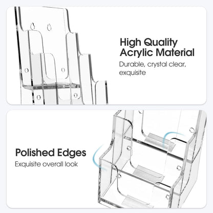 4 Tier Brochure Holder, 8.5 x 11, Removable Divider, 1 Pack
