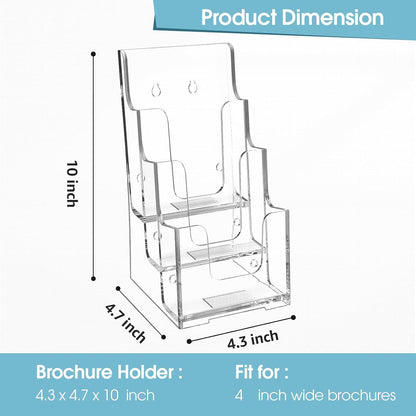 4 Tier Brochure Holder, 8.5 x 11, Removable Divider, 1 Pack