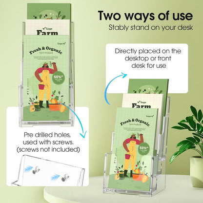4 Tier Brochure Holder, 8.5 x 11, Removable Divider, 1 Pack