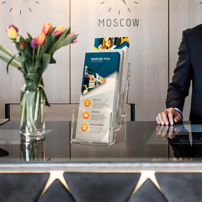 4 Tier Brochure Holder, 8.5 x 11, Removable Divider, 1 Pack