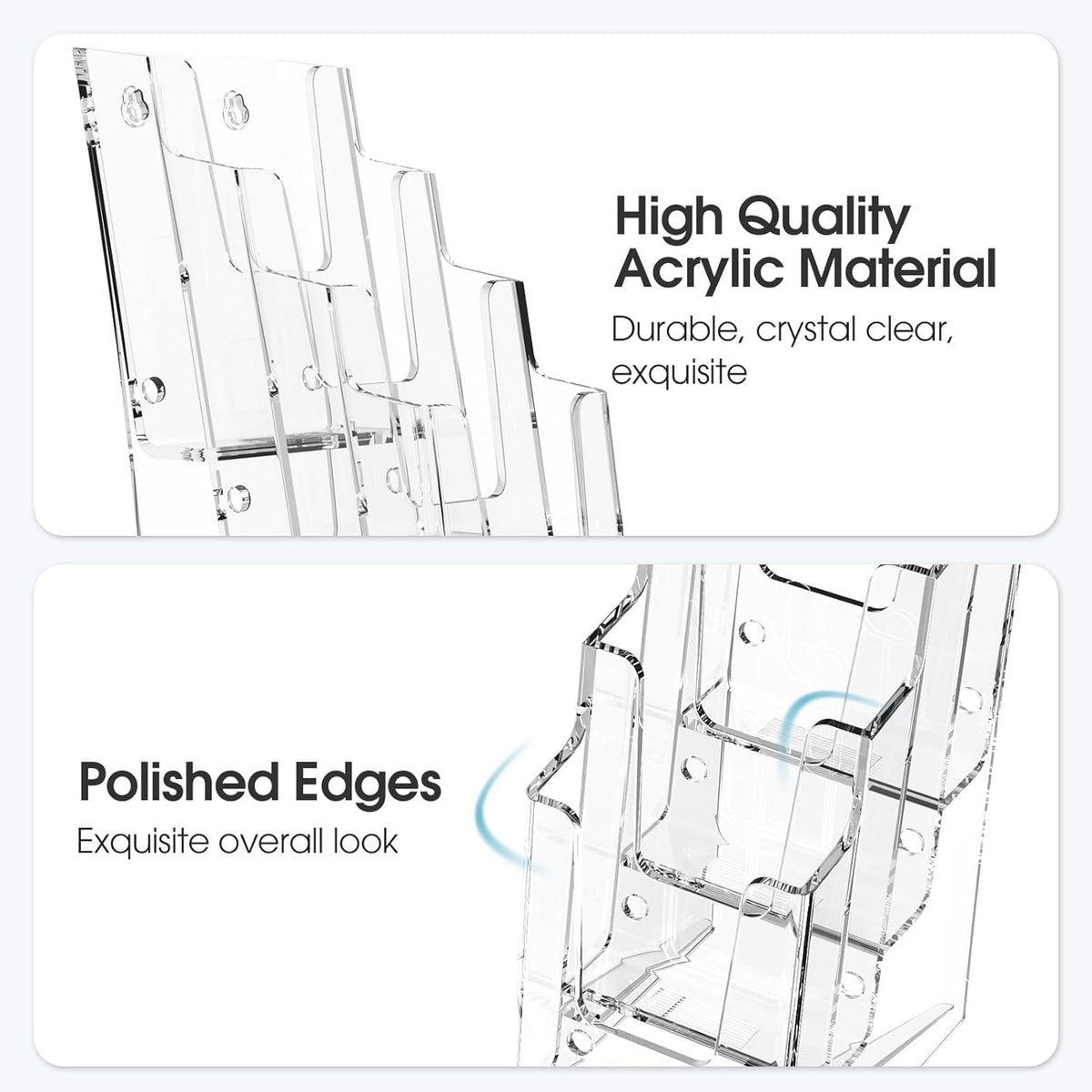 4 Tier Brochure Holder, 8.5 x 11, Removable Divider, 1 Pack