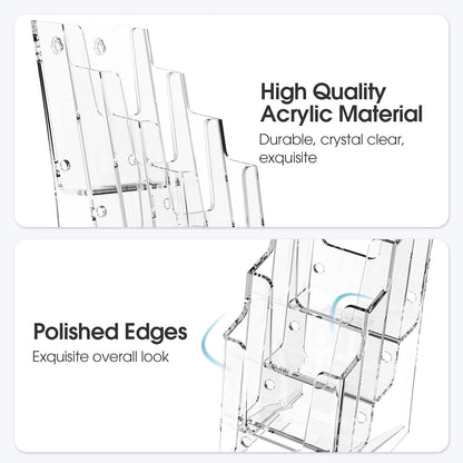4 Tier Brochure Holder, 8.5 x 11, Removable Divider, 1 Pack
