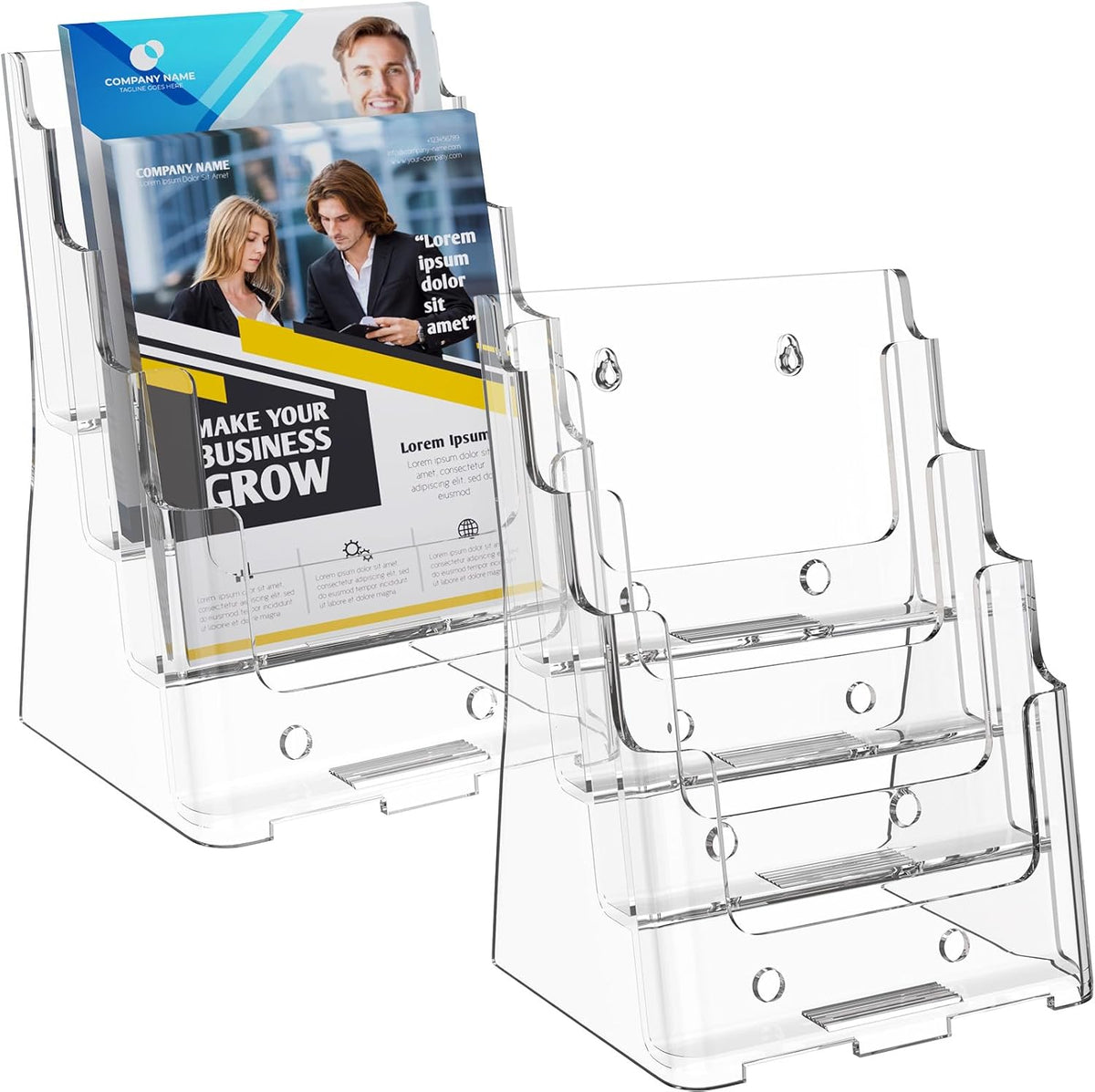 4 Tier Brochure Holder, 8.5 x 11, Removable Divider, 1 Pack