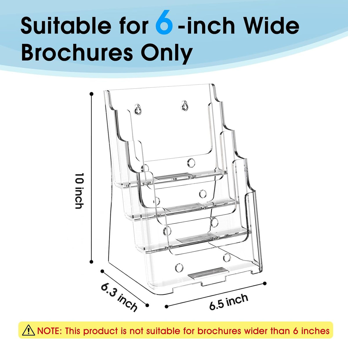 4 Tier Brochure Holder, 8.5 x 11, Removable Divider, 1 Pack