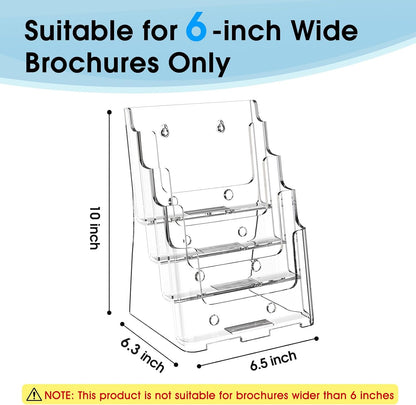 4 Tier Brochure Holder, 8.5 x 11, Removable Divider, 1 Pack