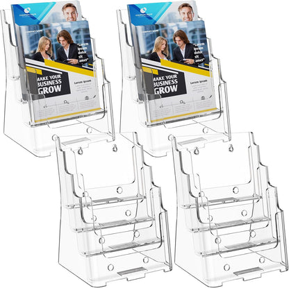 4 Tier Brochure Holder, 8.5 x 11, Removable Divider, 1 Pack