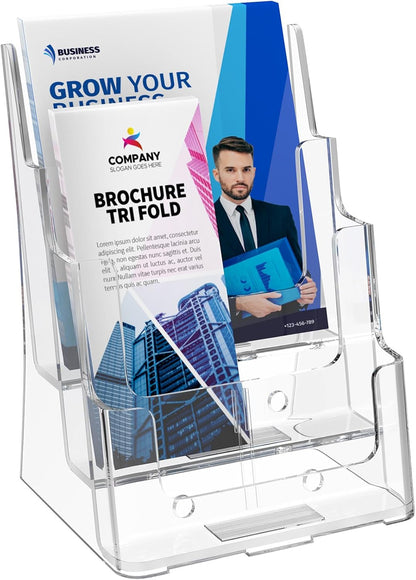 4 Tier Brochure Holder, 8.5 x 11, Removable Divider, 1 Pack