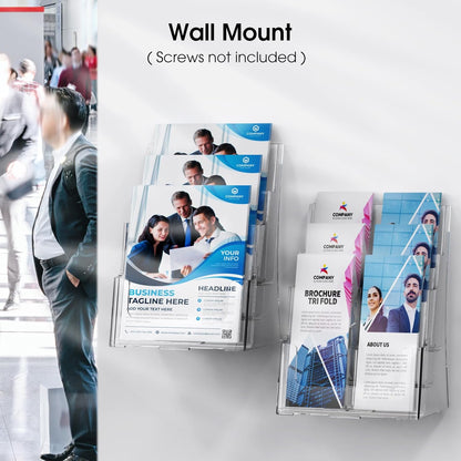 4 Tier Brochure Holder, 8.5 x 11, Removable Divider, 1 Pack