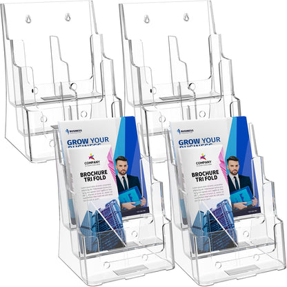 4 Tier Brochure Holder, 8.5 x 11, Removable Divider, 1 Pack