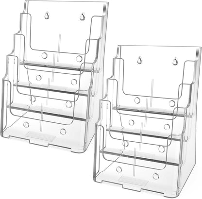 4 Tier Brochure Holder, 8.5 x 11, Removable Divider, 1 Pack