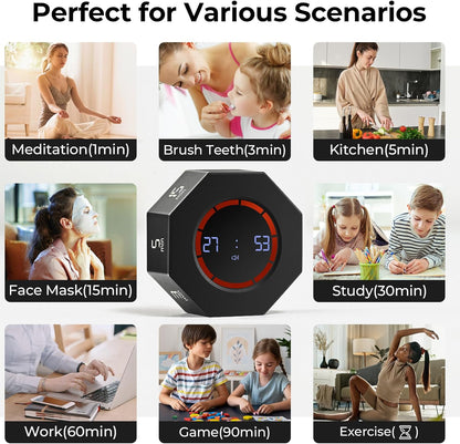 Rechargeable Pomodoro Timer, Small Gravity Timer (Space Gray)