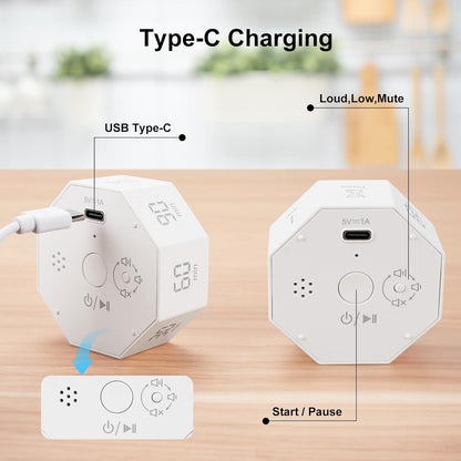 Rechargeable Pomodoro Timer, Small Gravity Timer (Space Gray)