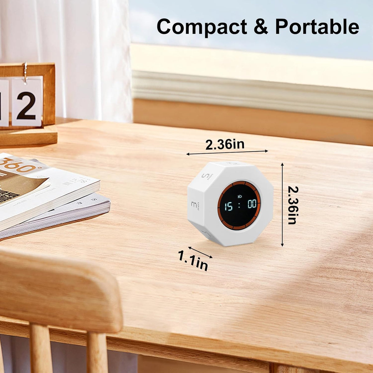 Rechargeable Pomodoro Timer, Small Gravity Timer (Space Gray)