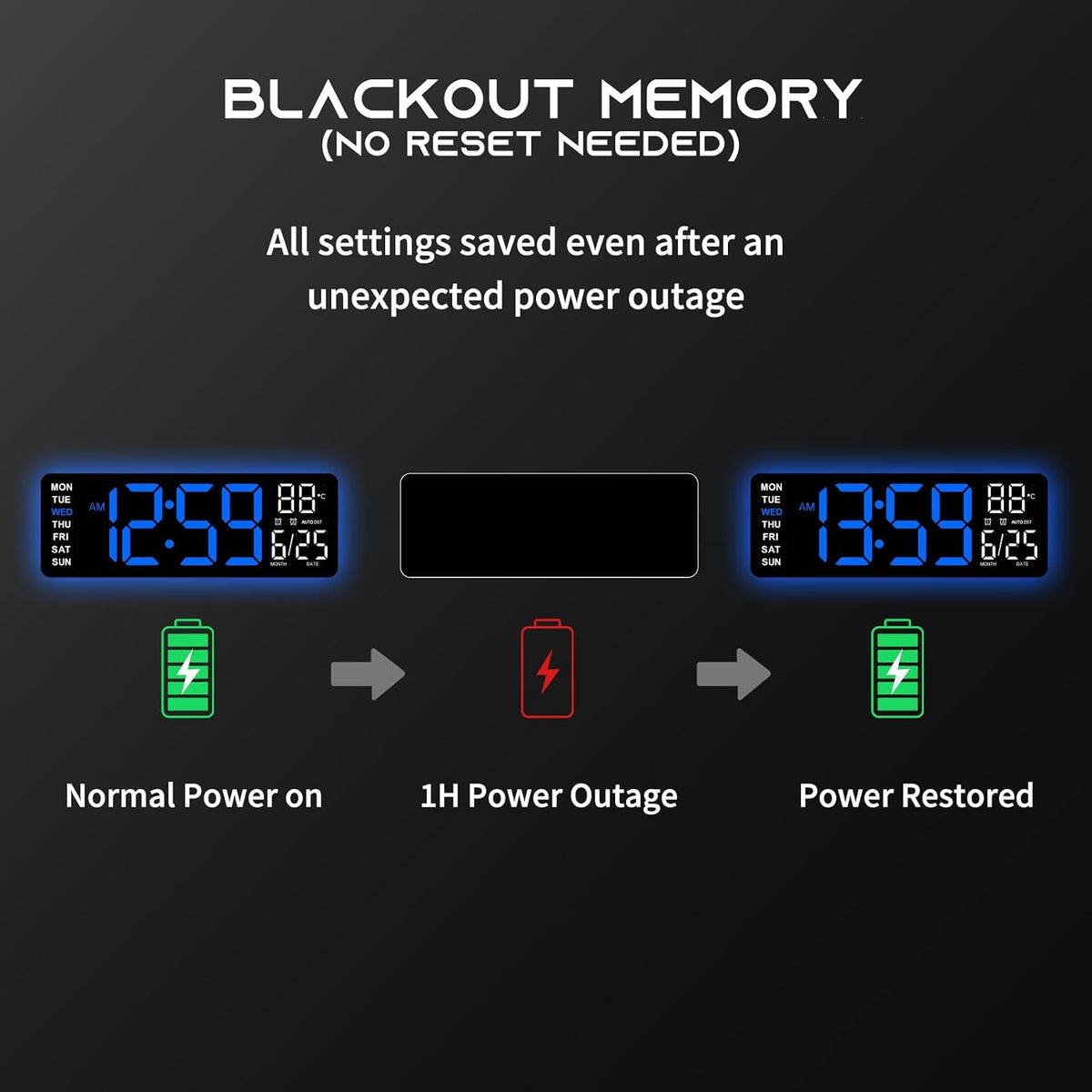 16.5" Large Digital Wall Clock with BT Sync,11 RGB Lights