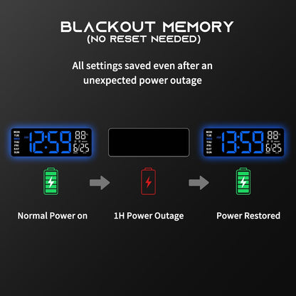 16.5" Large Digital Wall Clock with BT Sync,11 RGB Lights
