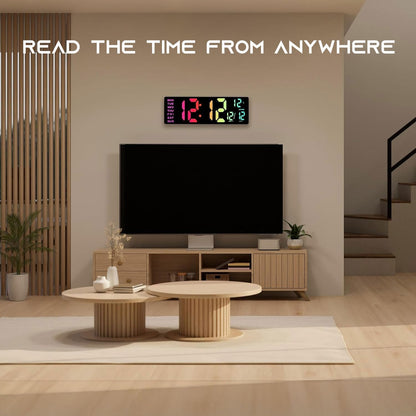 16.5" Large Digital Wall Clock with BT Sync,11 RGB Lights