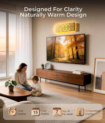 16.5" Large Digital Wall Clock with BT Sync,11 RGB Lights