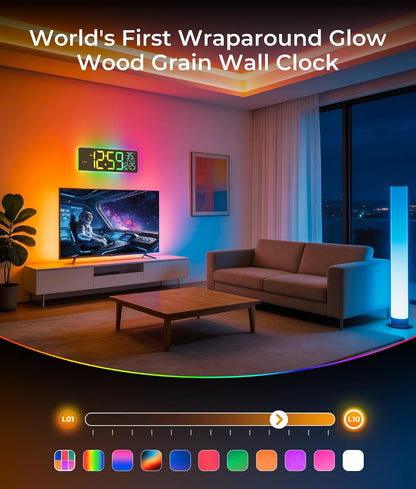 16.5" Large Digital Wall Clock with BT Sync,11 RGB Lights
