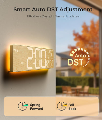 16.5" Large Digital Wall Clock with BT Sync,11 RGB Lights