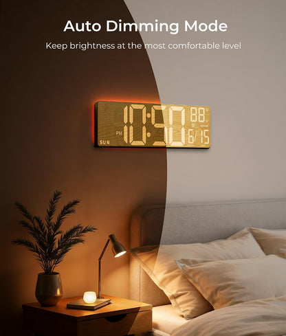 16.5" Large Digital Wall Clock with BT Sync,11 RGB Lights