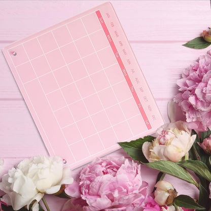 Calendar Dry Erase Board,12"X10",Acrylic Desk Calendar with Stand,Pink Dry Erase Board for Home Office School
