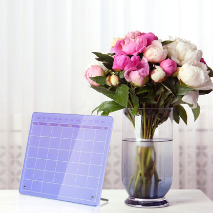 Calendar Dry Erase Board,12"X10",Acrylic Desk Calendar with Stand,Pink Dry Erase Board for Home Office School