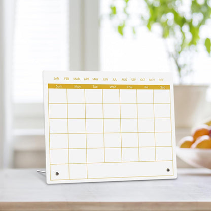 Calendar Dry Erase Board,12"X10",Acrylic Desk Calendar with Stand,Pink Dry Erase Board for Home Office School