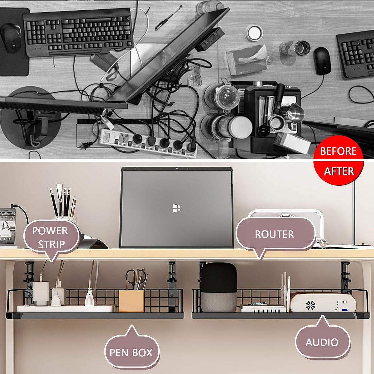 Cable Management Under Desk Storage Computer Cable Management