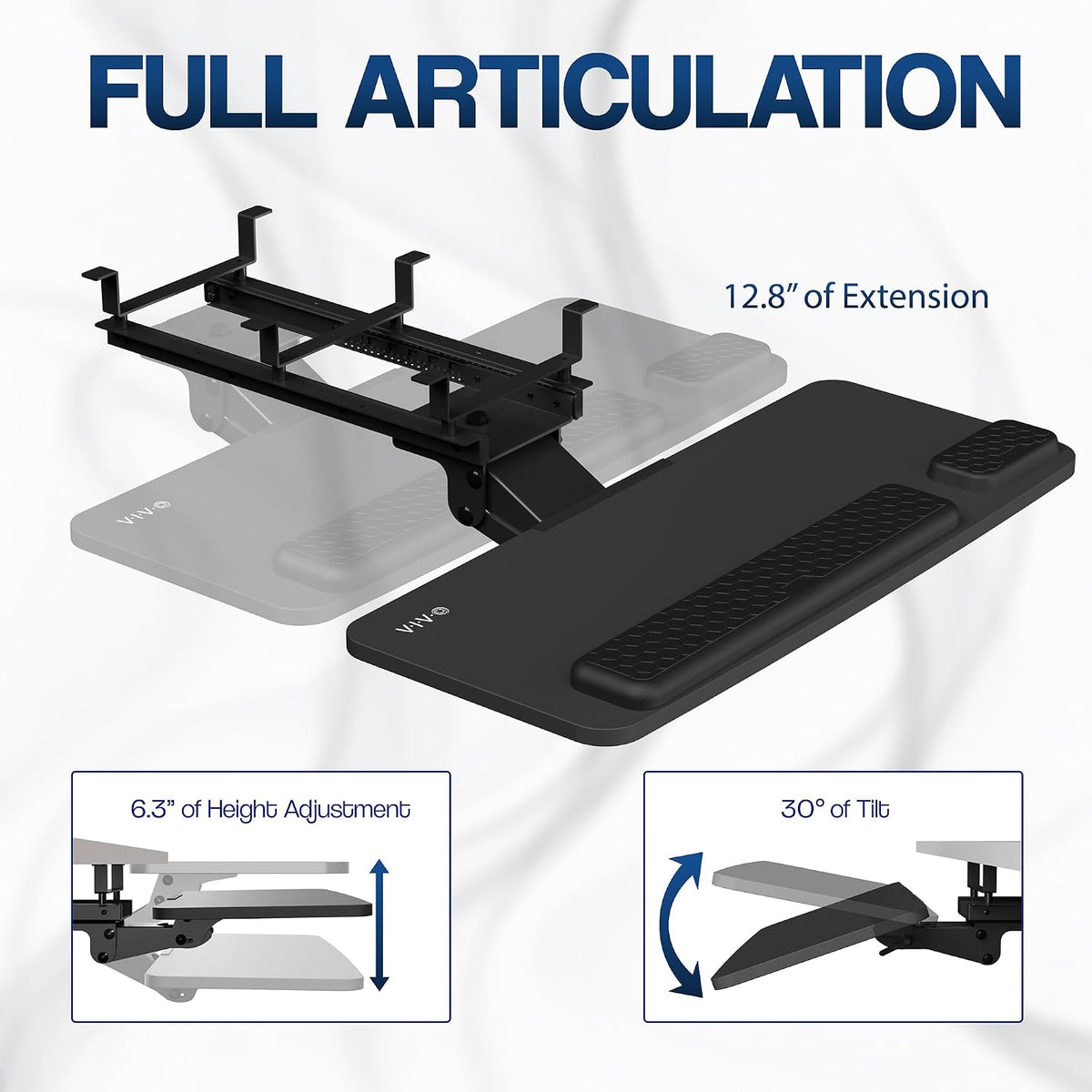 Premium Black Under Desk 27 x 11 in Keyboard Tray, MOUNT-KB27P-B