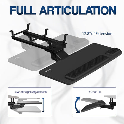 Premium Black Under Desk 27 x 11 in Keyboard Tray, MOUNT-KB27P-B