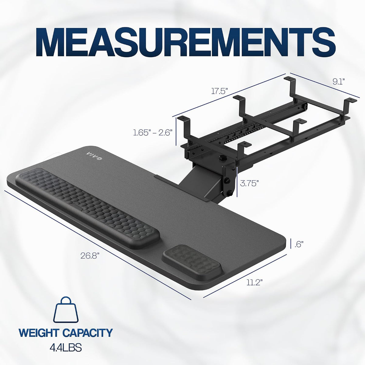 Premium Black Under Desk 27 x 11 in Keyboard Tray, MOUNT-KB27P-B