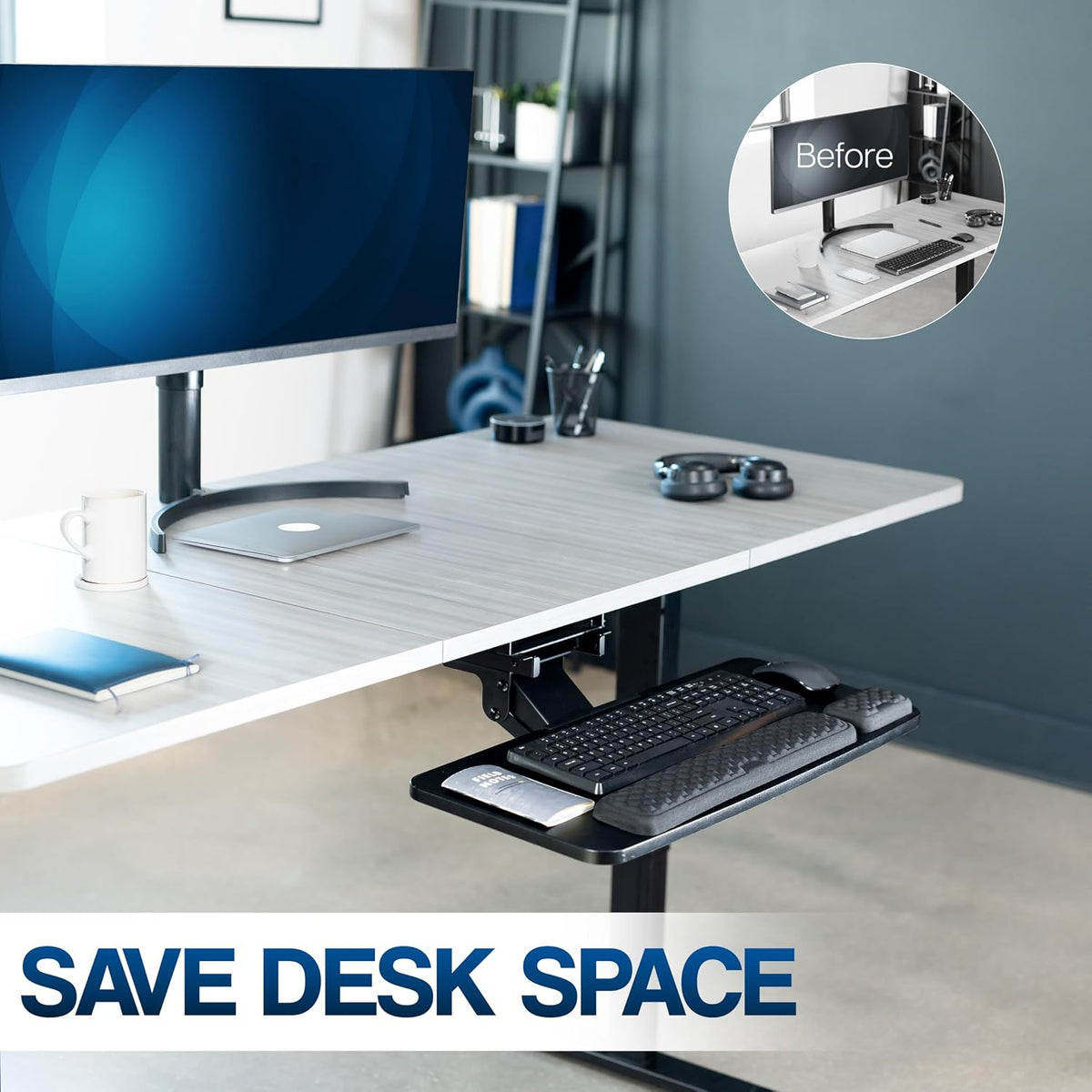 Premium Black Under Desk 27 x 11 in Keyboard Tray, MOUNT-KB27P-B