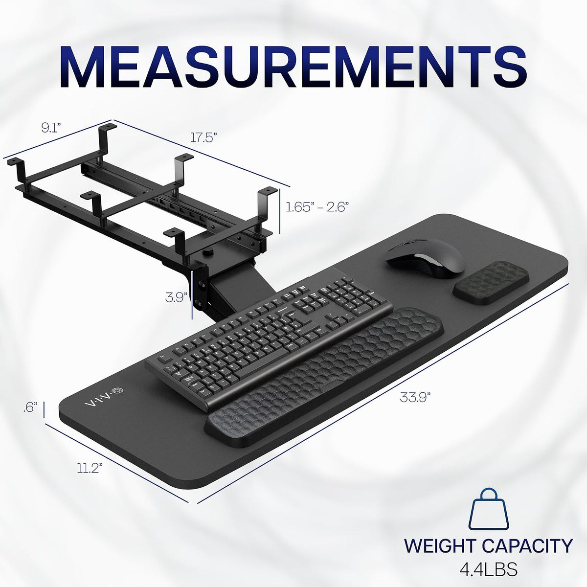 Premium Black Under Desk 27 x 11 in Keyboard Tray, MOUNT-KB27P-B