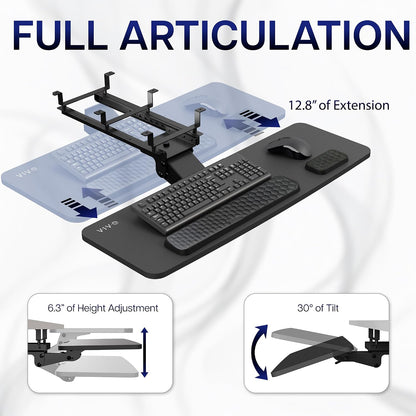 Premium Black Under Desk 27 x 11 in Keyboard Tray, MOUNT-KB27P-B