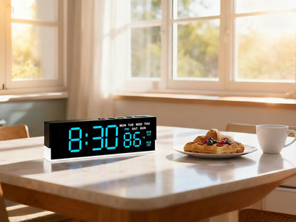 7 Inch LED Digital Alarm Clock, Blue