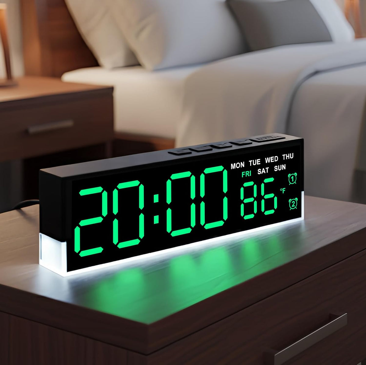 7 Inch LED Digital Alarm Clock, Blue