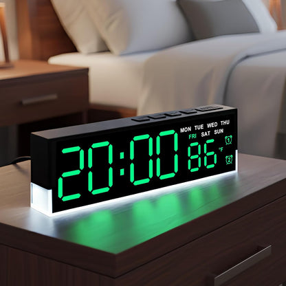 7 Inch LED Digital Alarm Clock, Blue