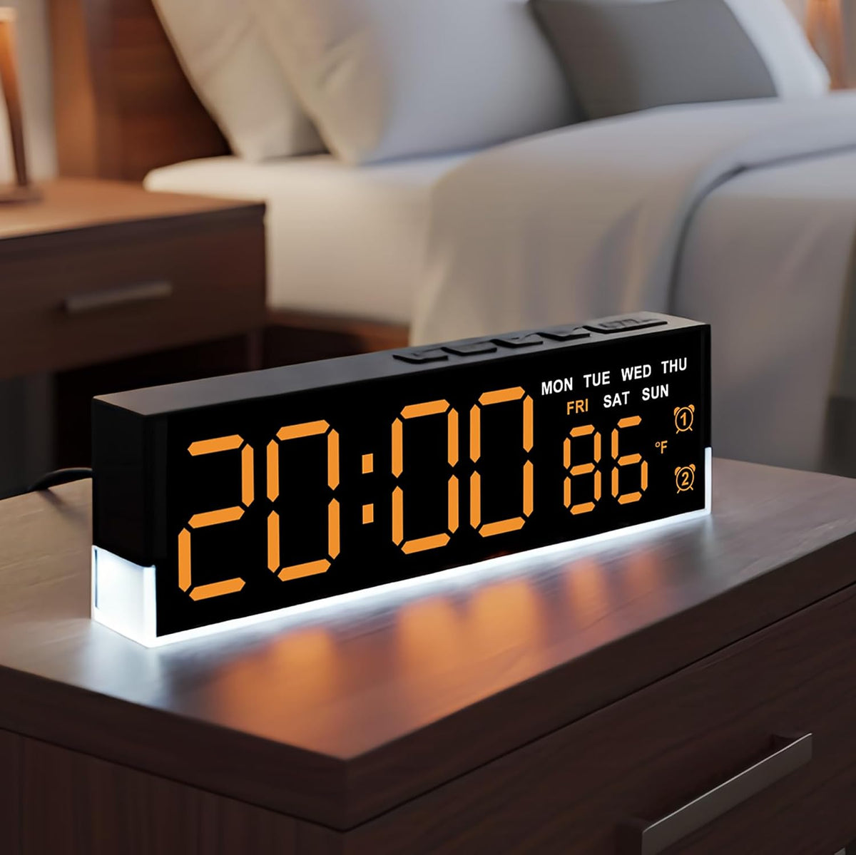 7 Inch LED Digital Alarm Clock, Blue