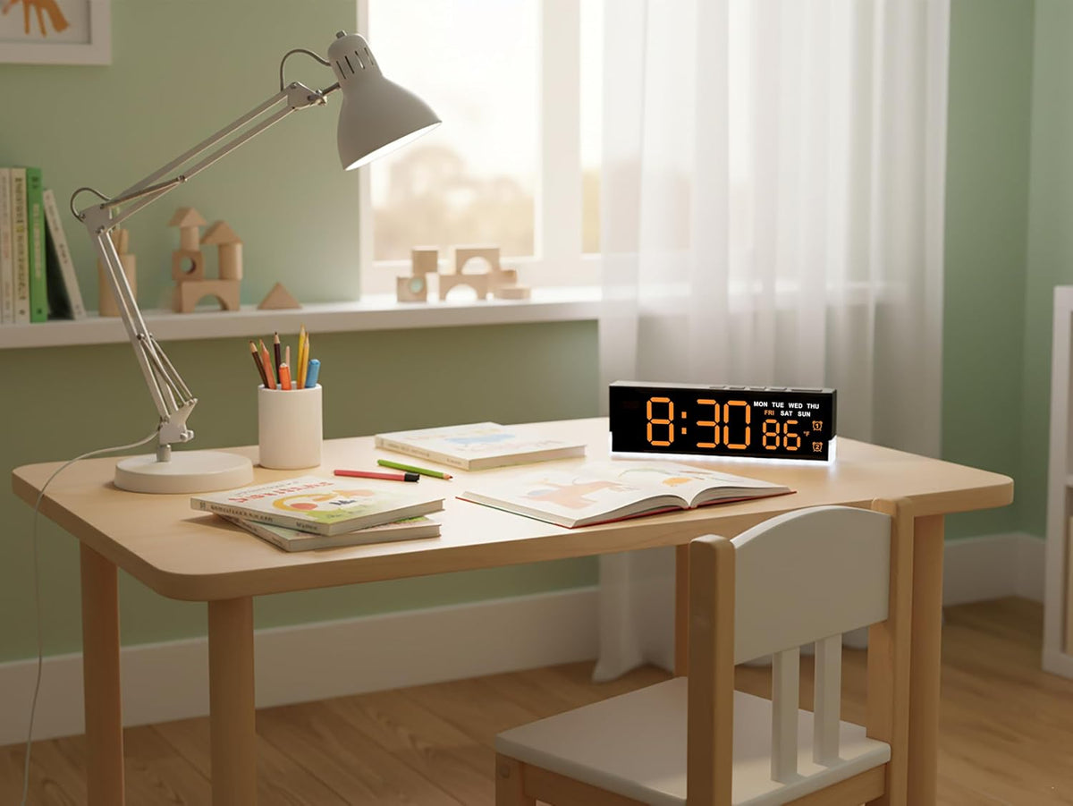 7 Inch LED Digital Alarm Clock, Blue