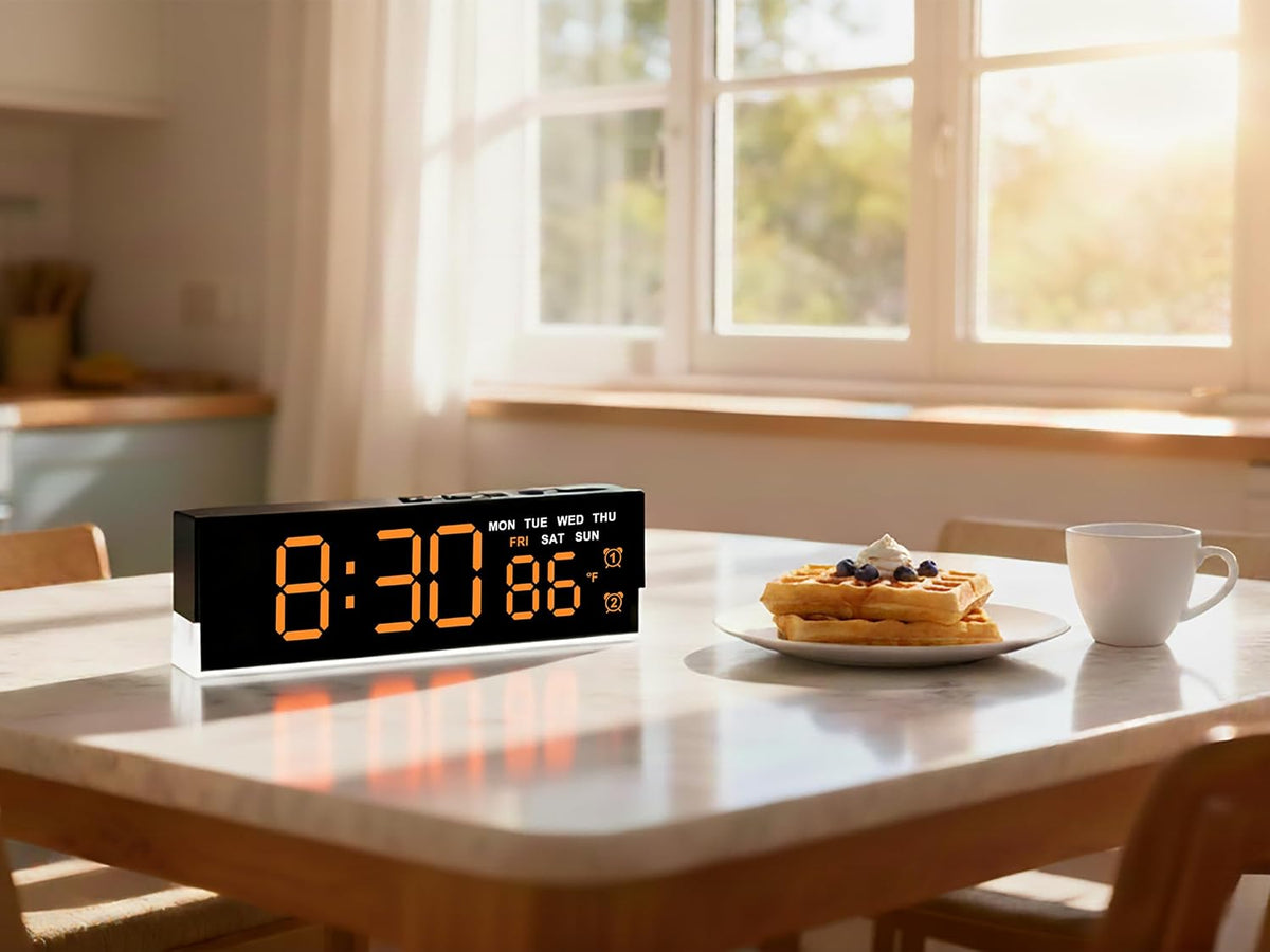 7 Inch LED Digital Alarm Clock, Blue