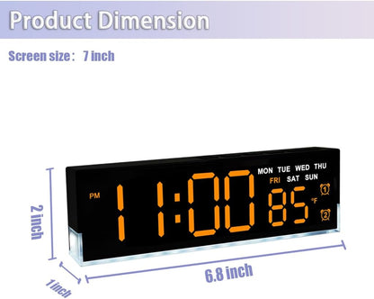 7 Inch LED Digital Alarm Clock, Blue