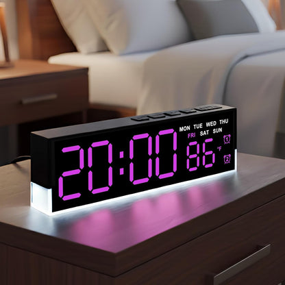 7 Inch LED Digital Alarm Clock, Blue